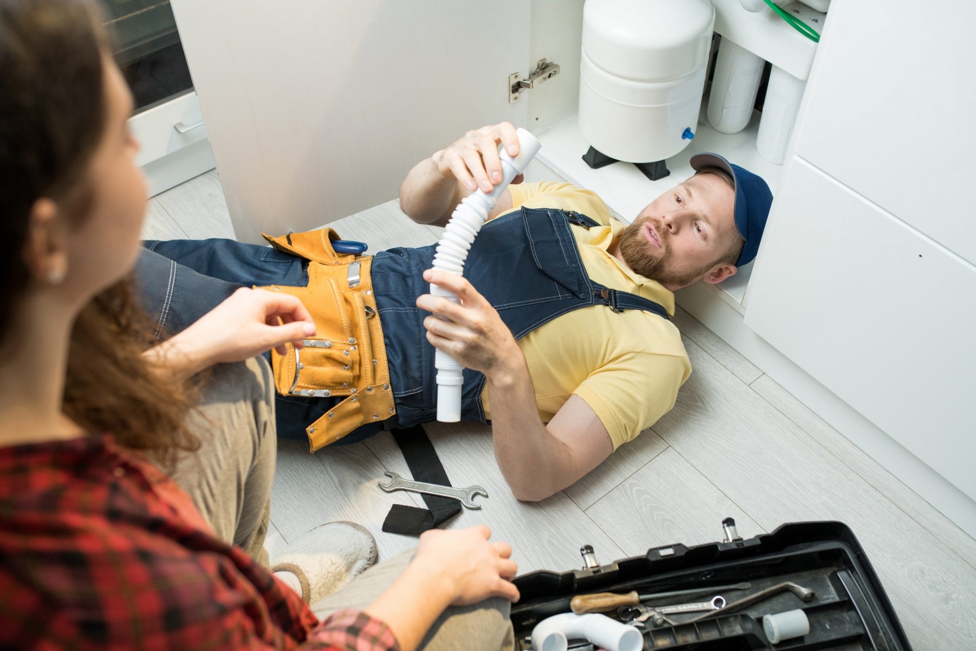 Plumbing equipment prepared for a repair service